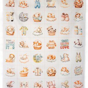 Multicolor Cotton Charm Pack & Panel for Quilts, Kids' Games - 42 Unique Beige/C